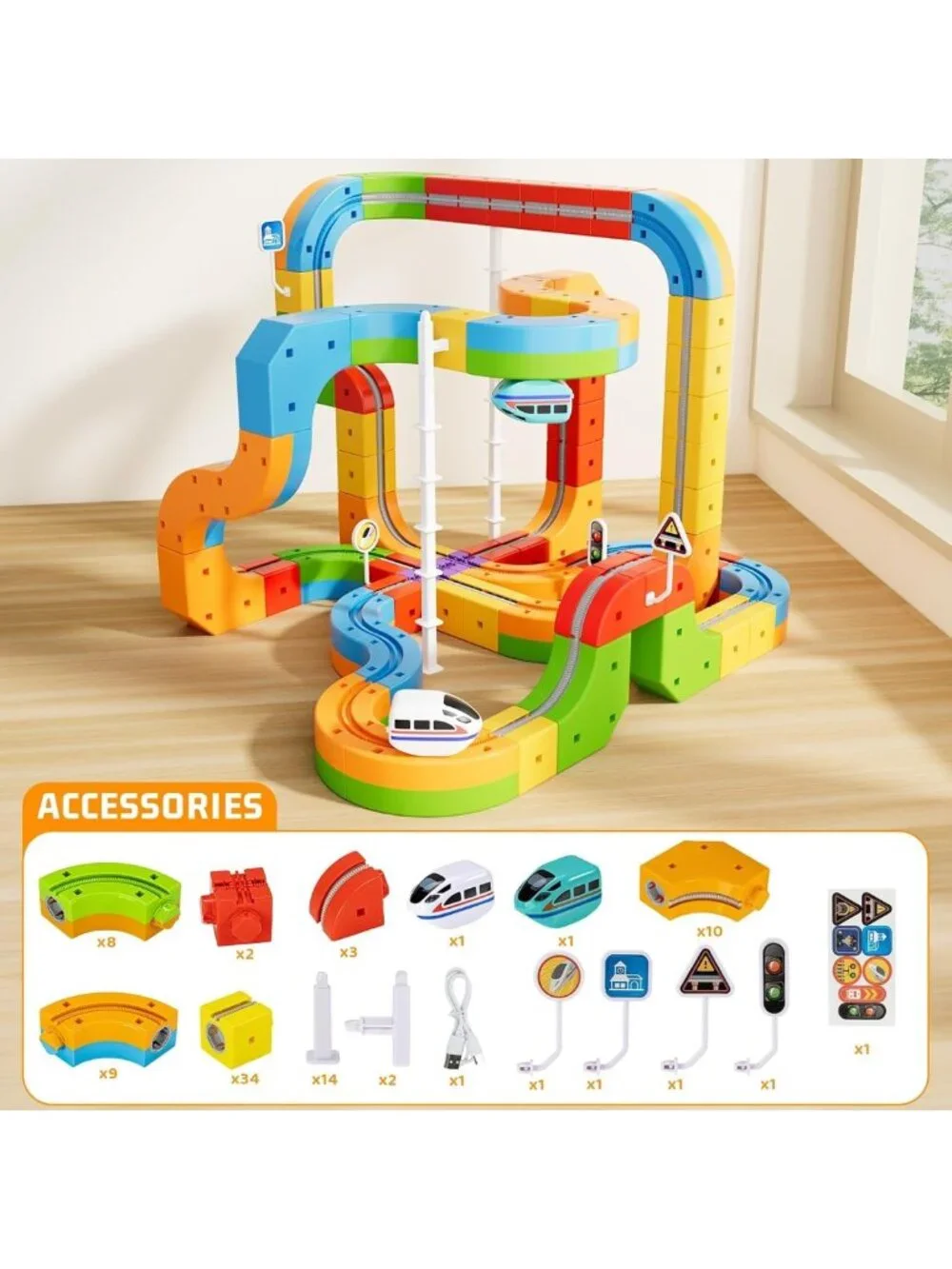 88-Piece Electric Train Set with Race Track for Kids Ages 3-8 - Fun & Engaging!